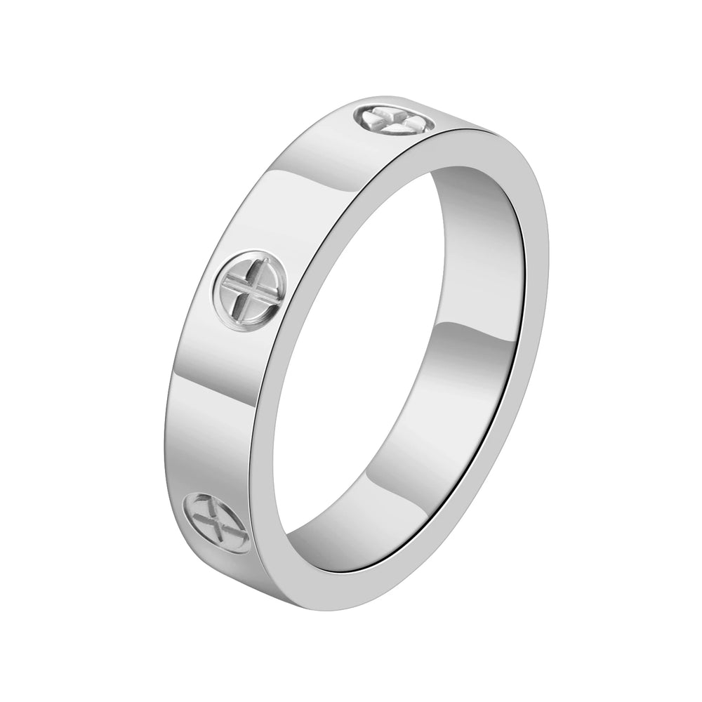 This luxurious piece of jewelry is a stainless steel love ring designed for both men and women. With its classic cross design and rose gold color, it exudes elegance and sophistication. Adorned with CZ crystals, it adds a touch of sparkle and glamour. Perfect as a wedding gift or a symbol of love, this ring is a true statement piece.