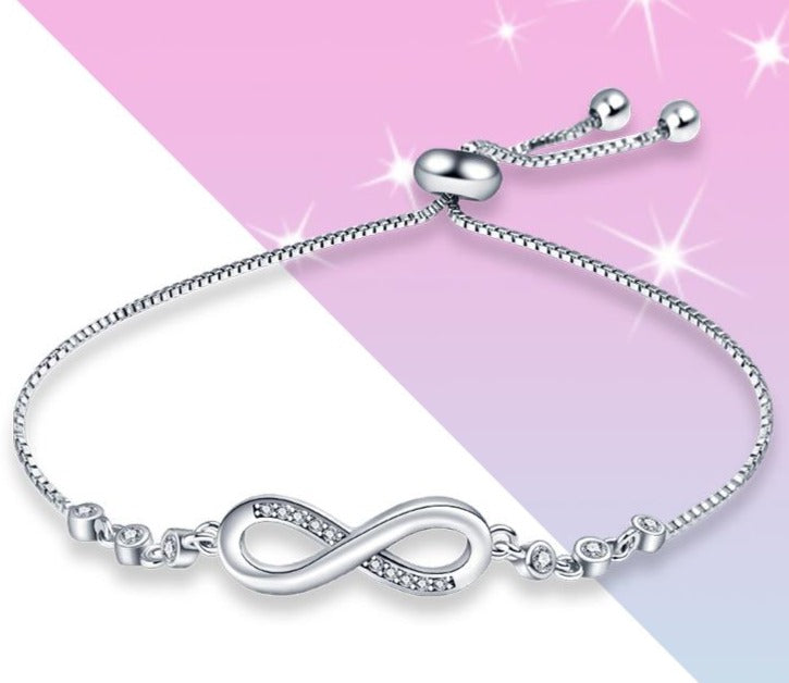 Designed with timeless classic style, this 925 Sterling Silver Infinity Bracelet adds a luxurious look to every ensemble. Perfect for women who cherish fine jewelry, this bracelet is sure to take any outfit to the next level.