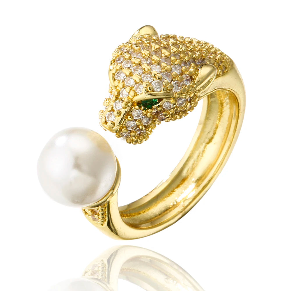 2025 New Fashion Statement Big Animal Ring For Women Girl Party Jewelry Gold Color Hollow Leopard Open Ring Wholesale