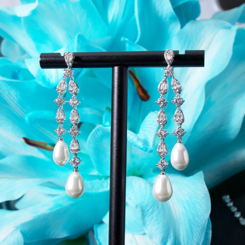 Pearl JewelrySets for Women Cubic Zircon Set Full Jewellery Woman Saudi Arabia Wedding Party Dress Suit Accessory