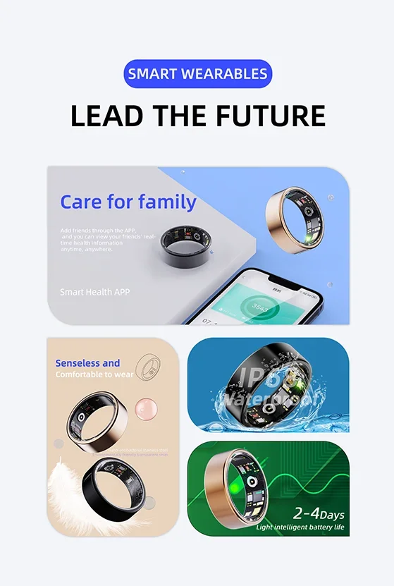 2024 New R11M Smart Ring Heart Rate Health Sleep Monitoring IP68 Waterproof Multi-sport Modes Titanium Steel Shell Ring