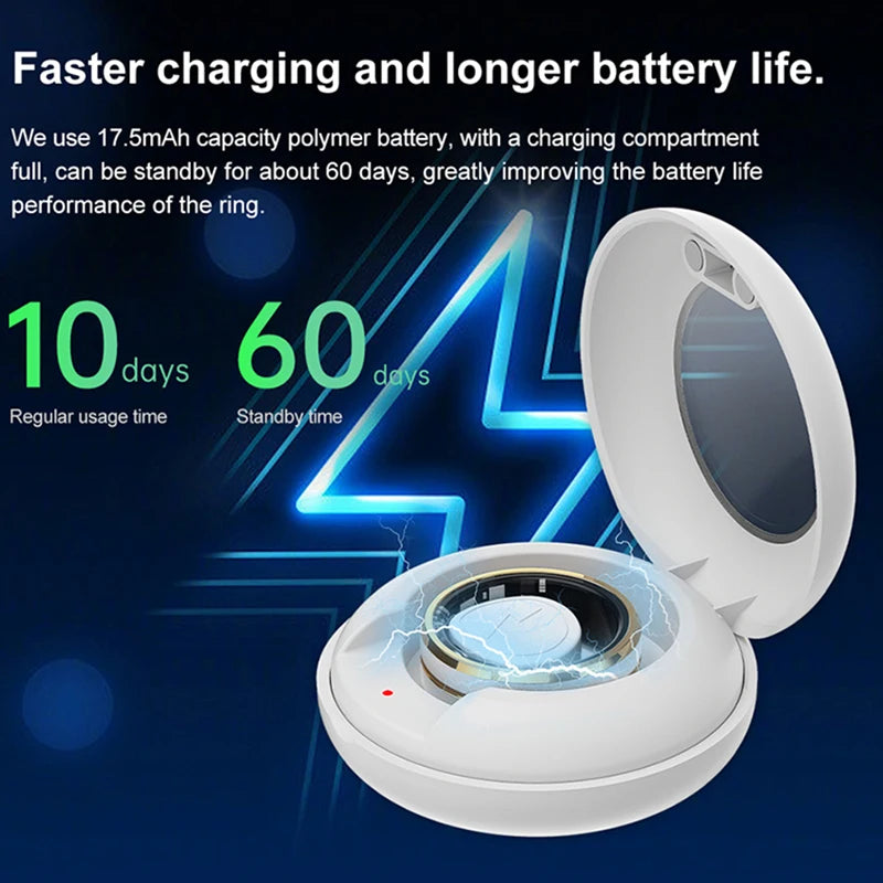 Smart Ring Men Women IP68 Waterproof Heart Rate Blood Oxygen Sleep Health Monitor Sport Fitness Health Ring