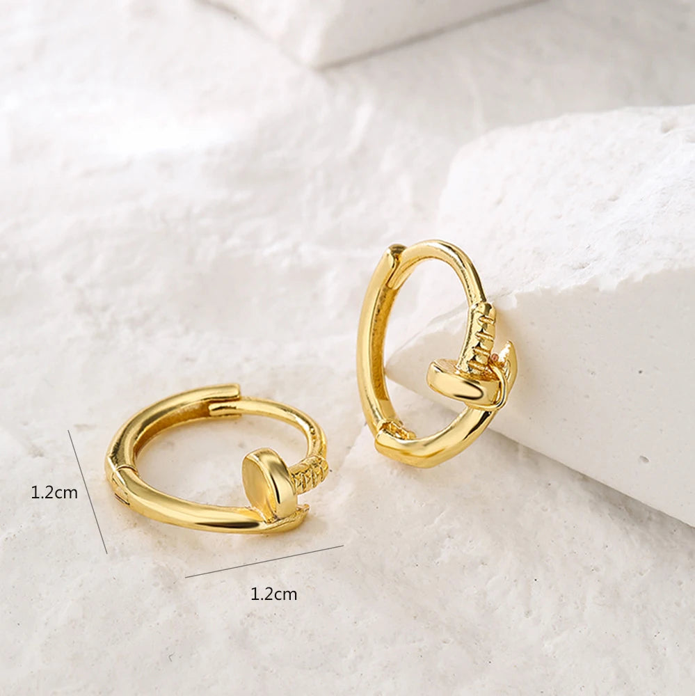 New Hot Sale Geometric Cute Hoop Earrings Fashion Gold Color AAA CZ Zircon Wedding Earring Female Engagement Jewelry