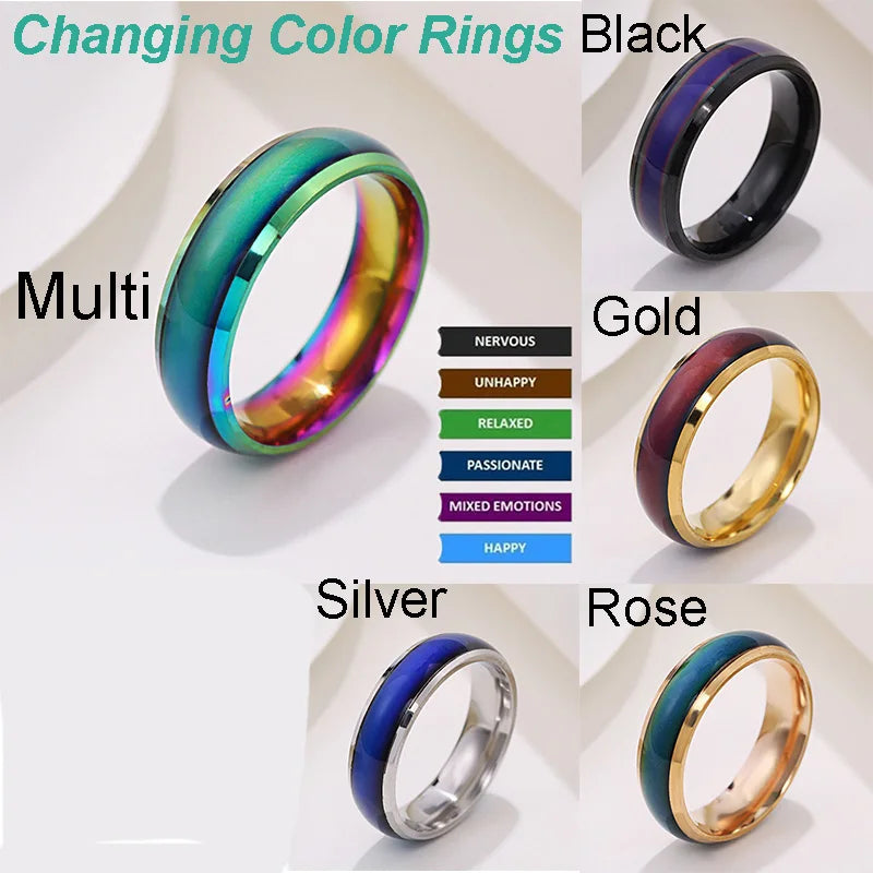 The innovative Smart Sensor Body Temperature Test Ring, a stylish stainless steel fashion accessory that showcases real-time color changes on your finger.