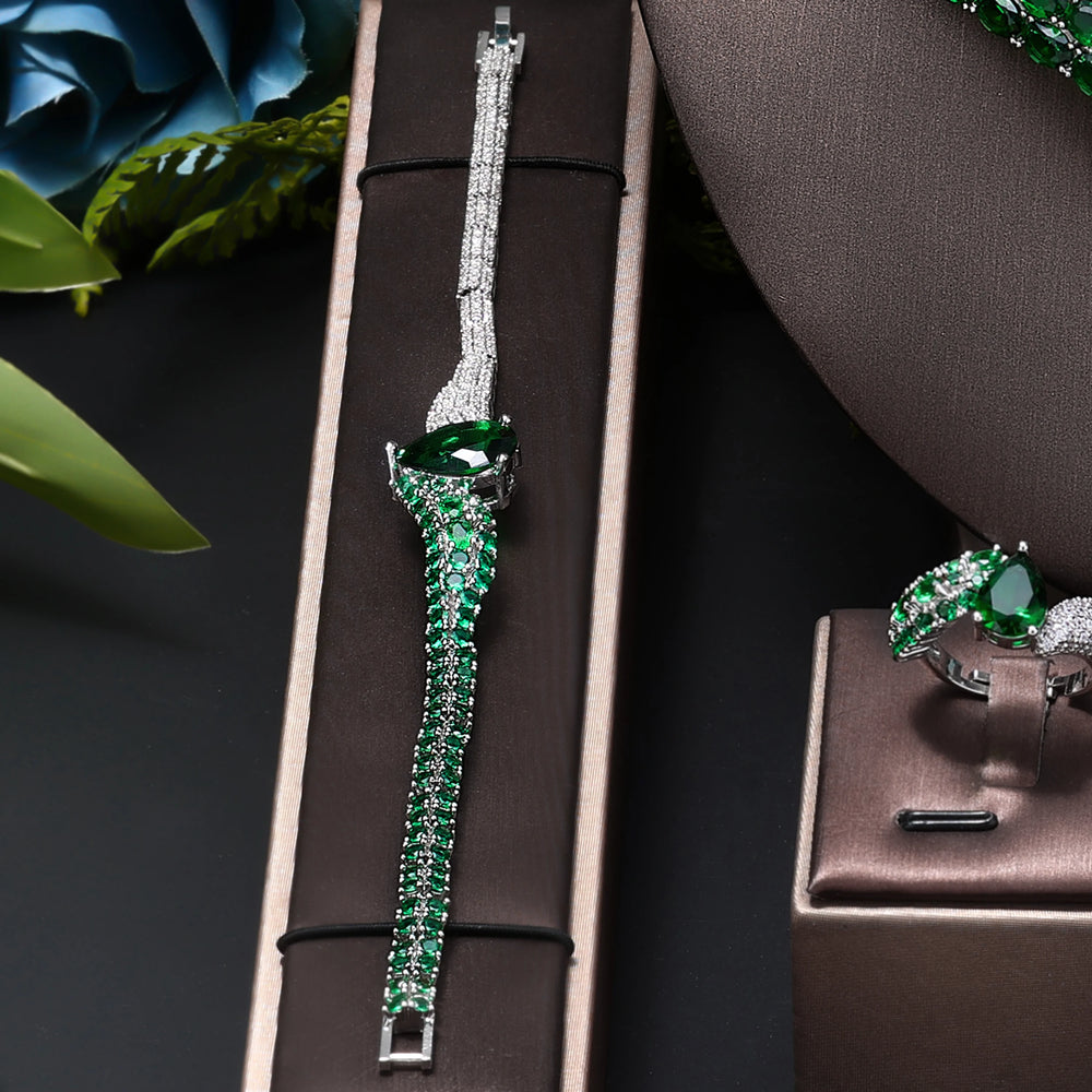 2025 Top 4 Wedding Bride Jewelry Set Water Drop Shape Jewelry Set for Women's Wedding Accessories Necklace and Earring Set