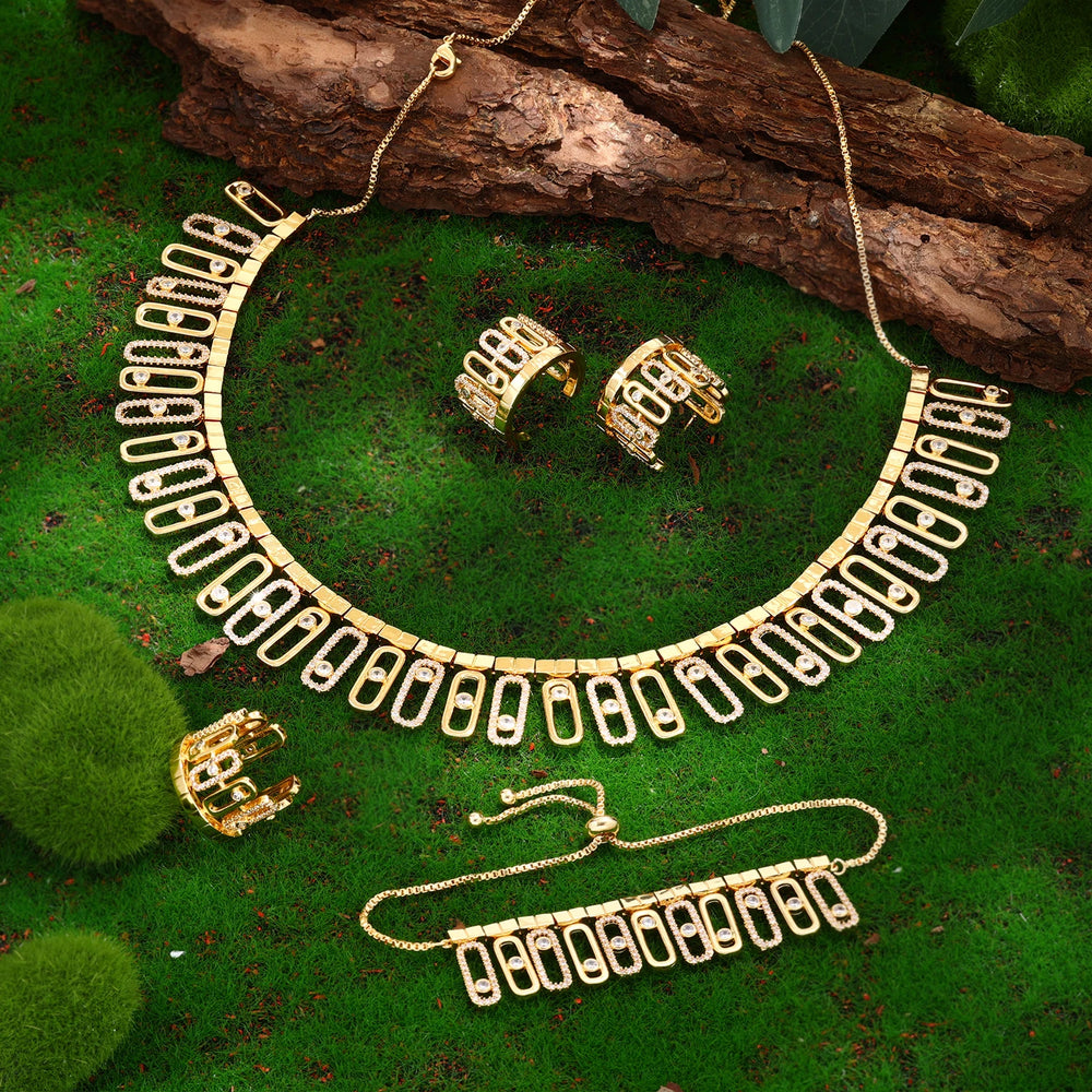 2025 Hot Selling Cubic Zirconia Bridal Wedding Jewelry Set Bridal 4-piece Set Women's Jewelry Set Jewelry Brand Reproduction