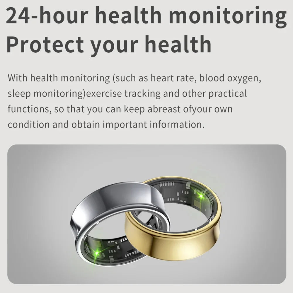 Smart Ring 2024 New SR05 with Charging Case Heart Rate Blood Oxygen Monitor IP68 & 5ATM Waterproof Sport for Men Women