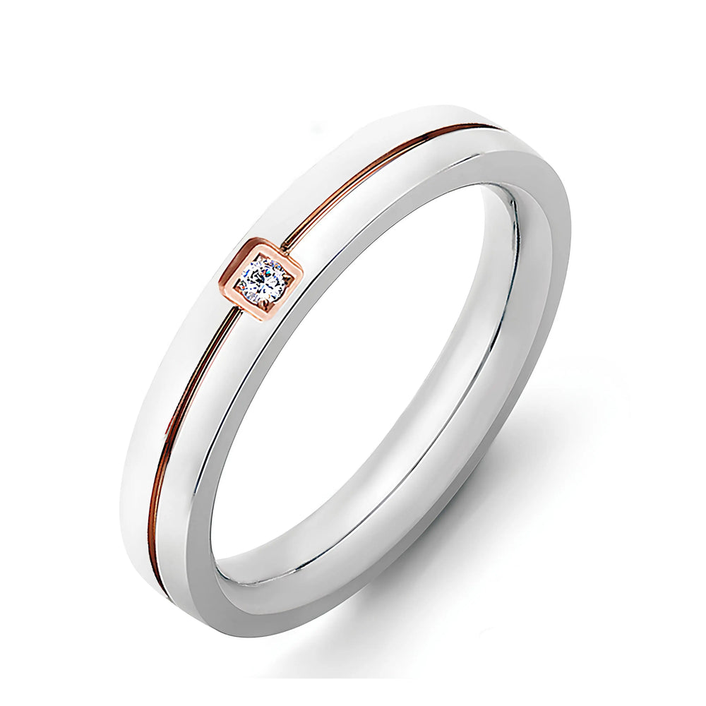 Wedding Engagement Band Unique Stainless Steel Jewelry 2025 New Fashion AAA+ Cubic Zircon Couple Rings for Women Men