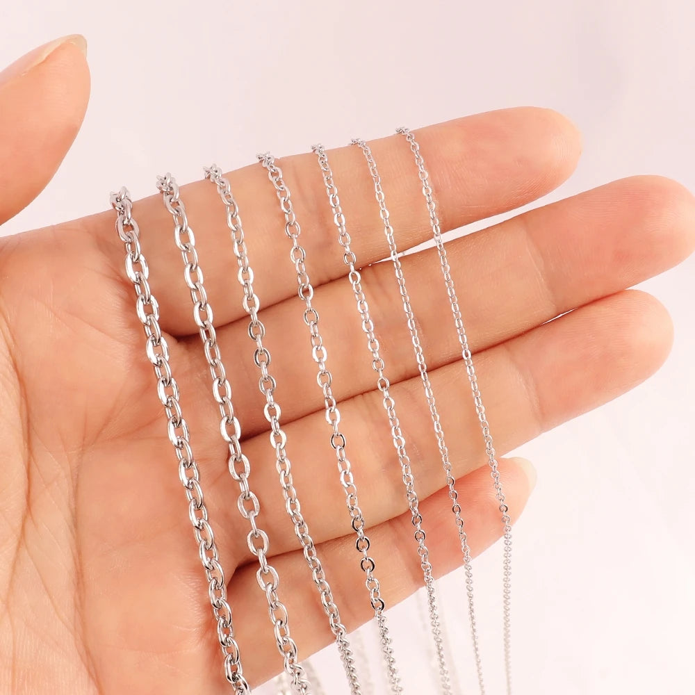 1 Meters 1/1.5/2mm Gold Stainless Steel Chain Necklace DIY O Shape Cross Chains for Bracelets Jewelry Making Components