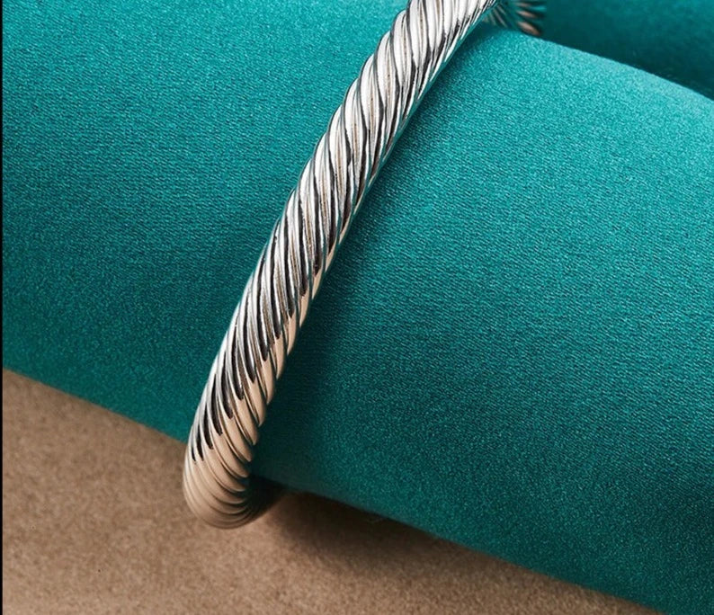 925 Sterling Silver Screw Thread Bangle For Woman Man Wedding Party Engagement Fashion Charm Jewelry