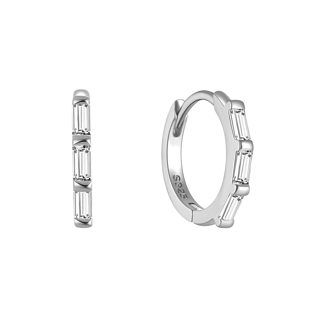 Classic Piercing Hoop Earrings for Women 925 Sterling Silver Zircon Round Huggie Earring Engagement Jewelry Pendient