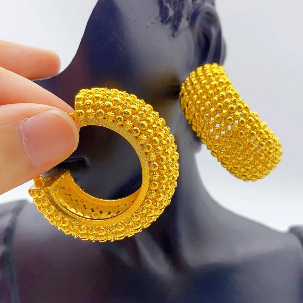 Luxury Dubai Gold Plated Bracelet Ring Earrings 3pcs Jewelry Sets For Women Wedding African Indian Jewellery Anniversary Gifts