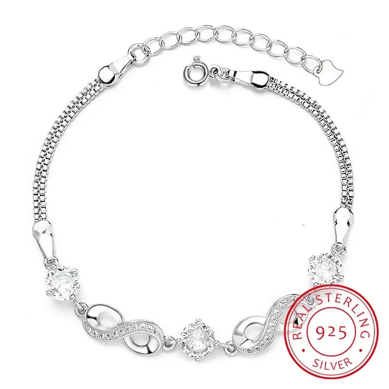 925 Sterling Silver 1.5 Carat Moissanite Eternity Bracelet Women's Fashion Temperament Elegant and Noble Gift for Girlfriend Mom