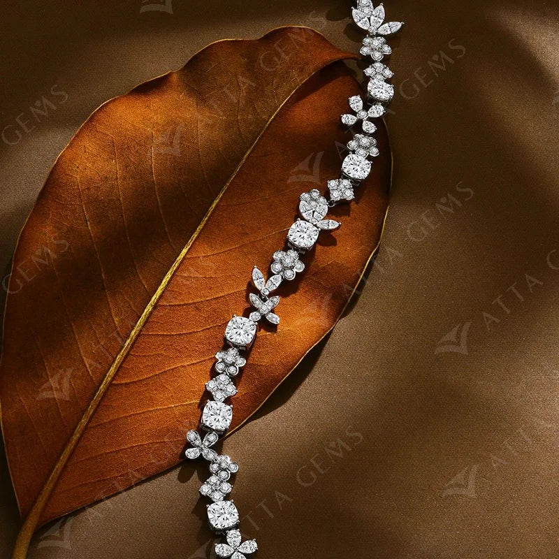 Luxury D VVS1 Color Real 925 Sterling Silver Moissanite Bracelets for Women Passed Diamond Tester Engagement Party Gift