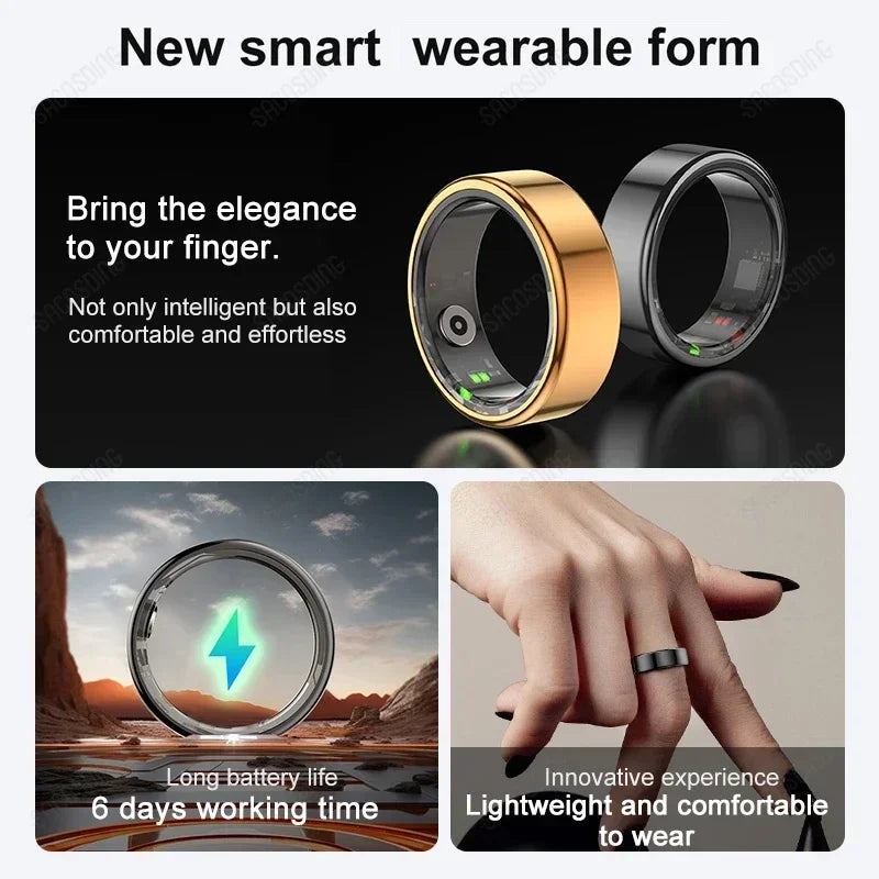 2024 New Smart Ring Health Heart Rate Blood Oxygen Sleep Monitor IP68 Waterproof Sport Fitness Tracker Ring Smart For Android IOS