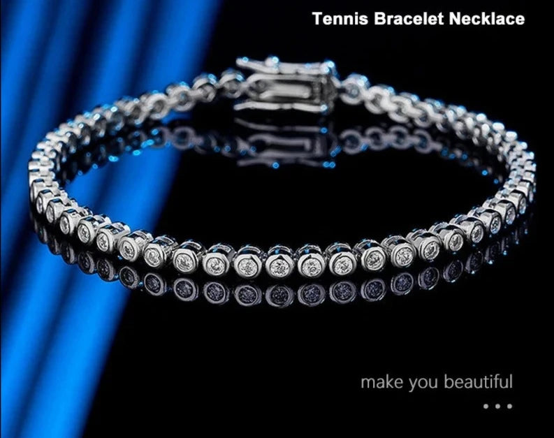 2mm Moissanite Tennis Bracelet for Woman Men Hip Hop Chain with GRA 100% Sterling Sliver 18k White Gold Plated Bracelet