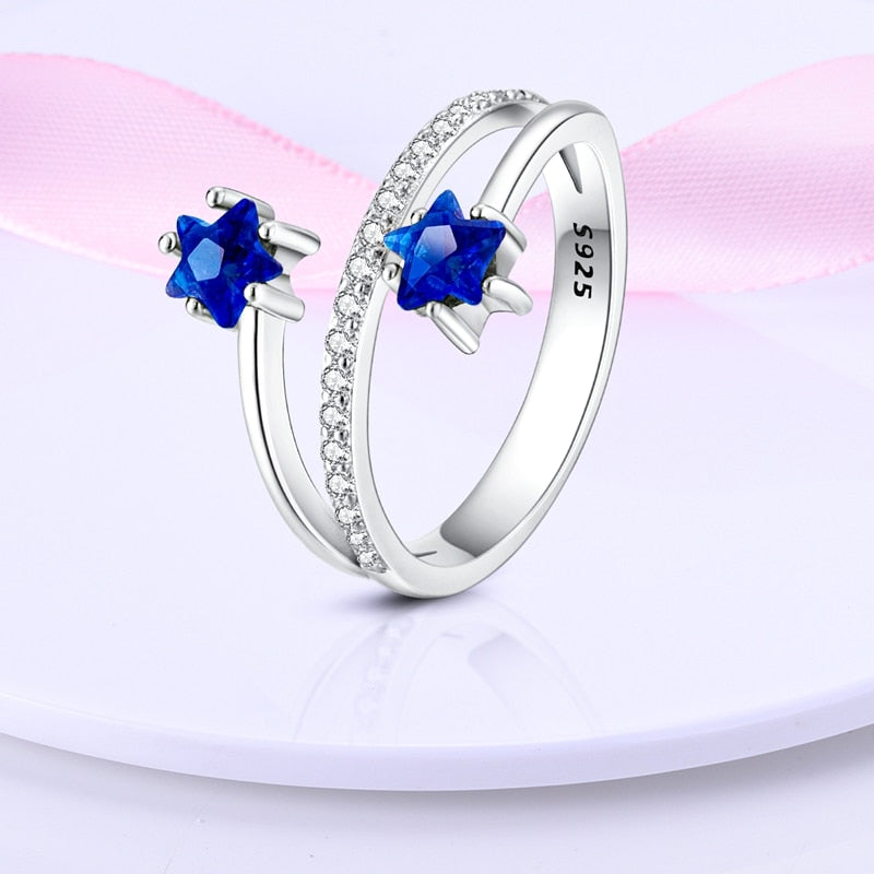 Star Moon 925 Sterling Silver Ring