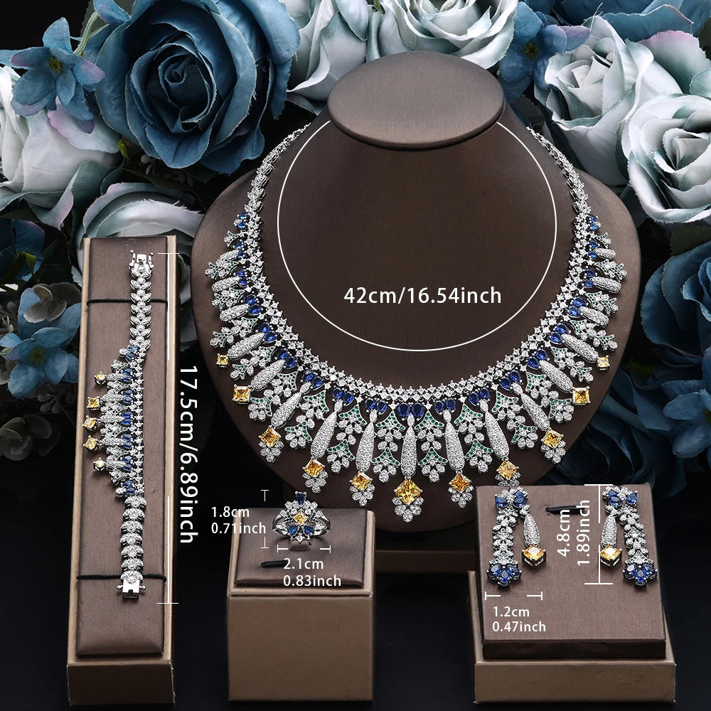 2025 New 4-piece Bride Zirconia Full Set Women's Party Jewelry Set Dubai Nigeria Crystal Wedding Jewelry Set