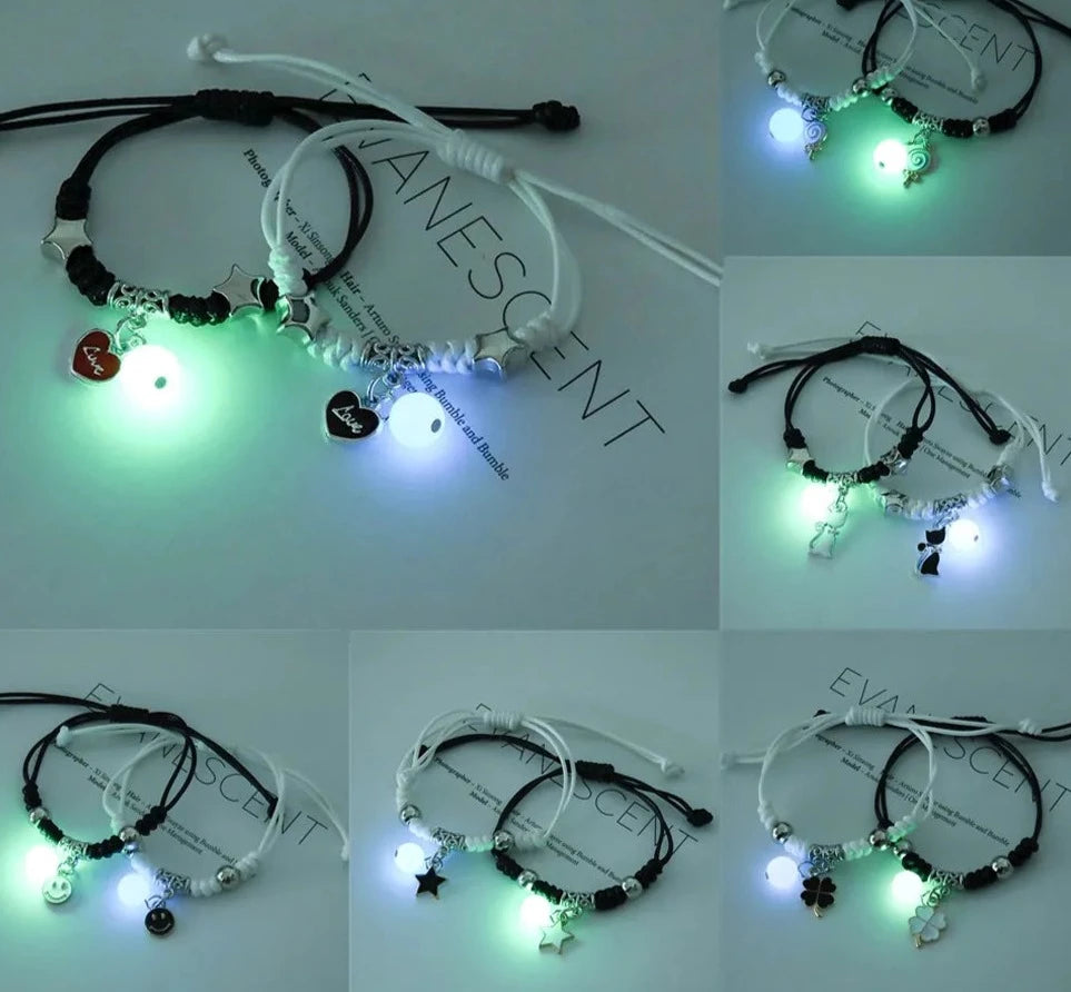 This set includes bracelets with luminous cat, star, moon, and cross charms. The bracelets are adjustable and made of woven rope, perfect for friendship bracelets. It is a great summer gift for both women and men.