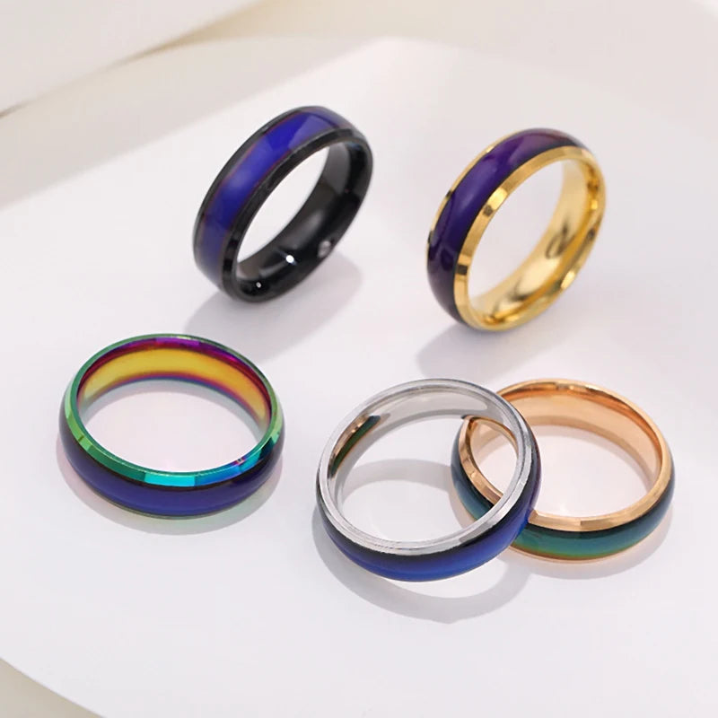 The innovative Smart Sensor Body Temperature Test Ring, a stylish stainless steel fashion accessory that showcases real-time color changes on your finger.