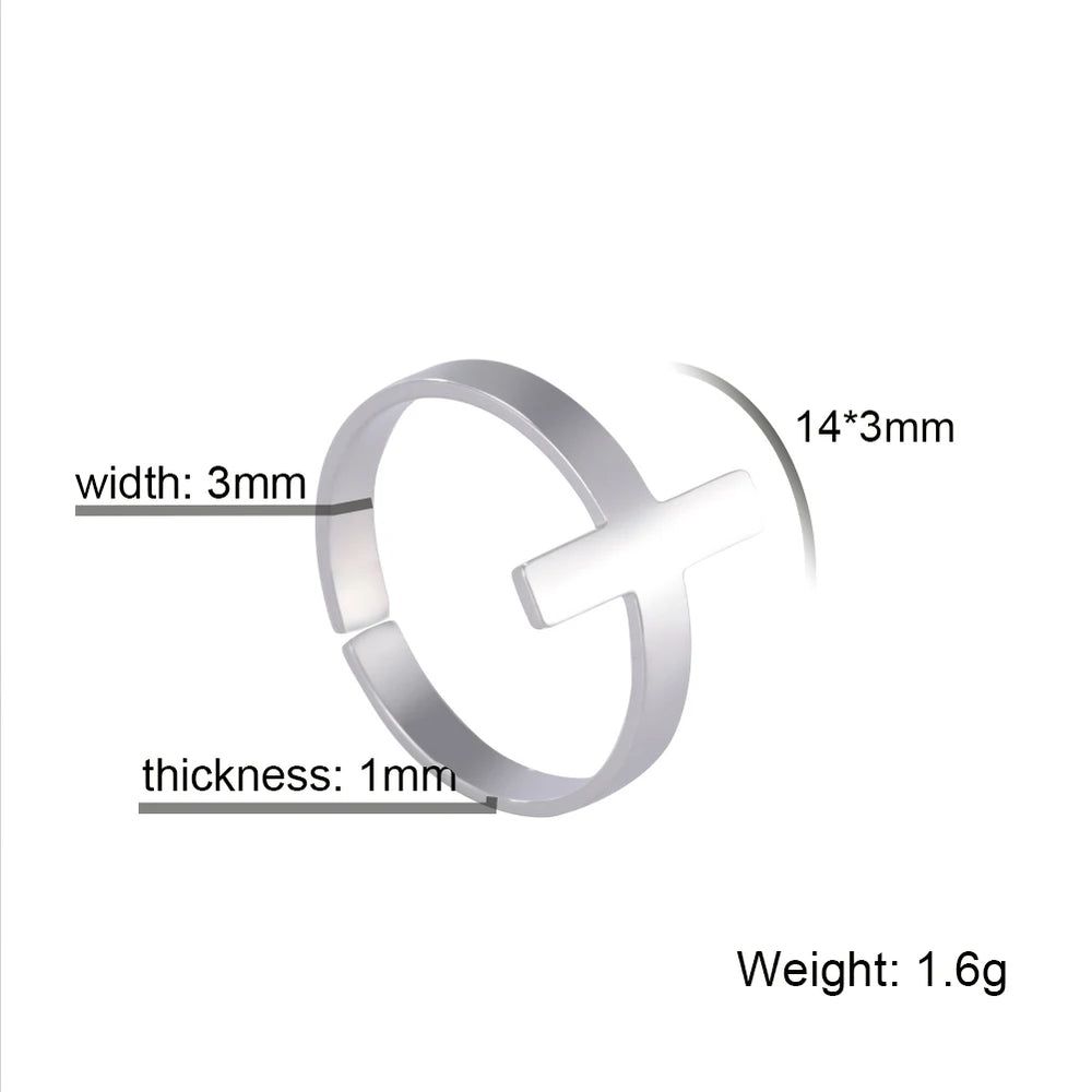 2025 Jesus Cross Rings for Women Stainless Steel Gold Color Open Finger Ring Christian New Fashion Jewelry Party Gift
