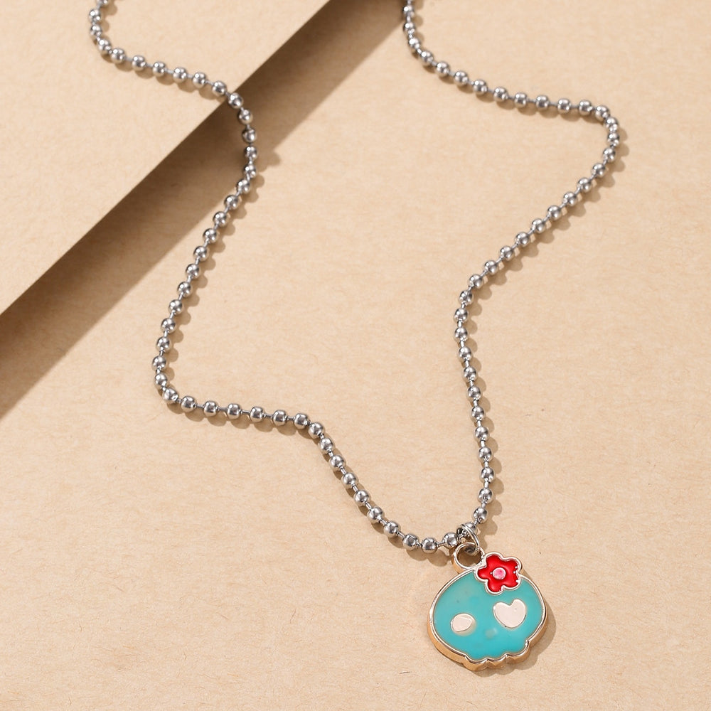 Multicolor Skull Head Pendant Necklace
