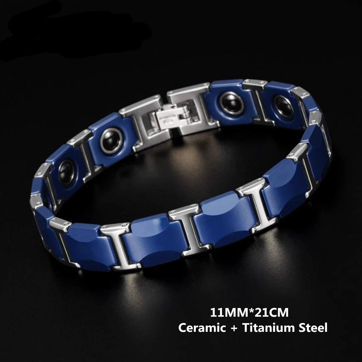 Experience the benefits of our Ceramic Titanium Crescent Bracelet with Hematite Magnetic elements, designed to promote fat burning. Crafted with high-quality stainless steel, this adjustable bracelet offers both style and functionality.