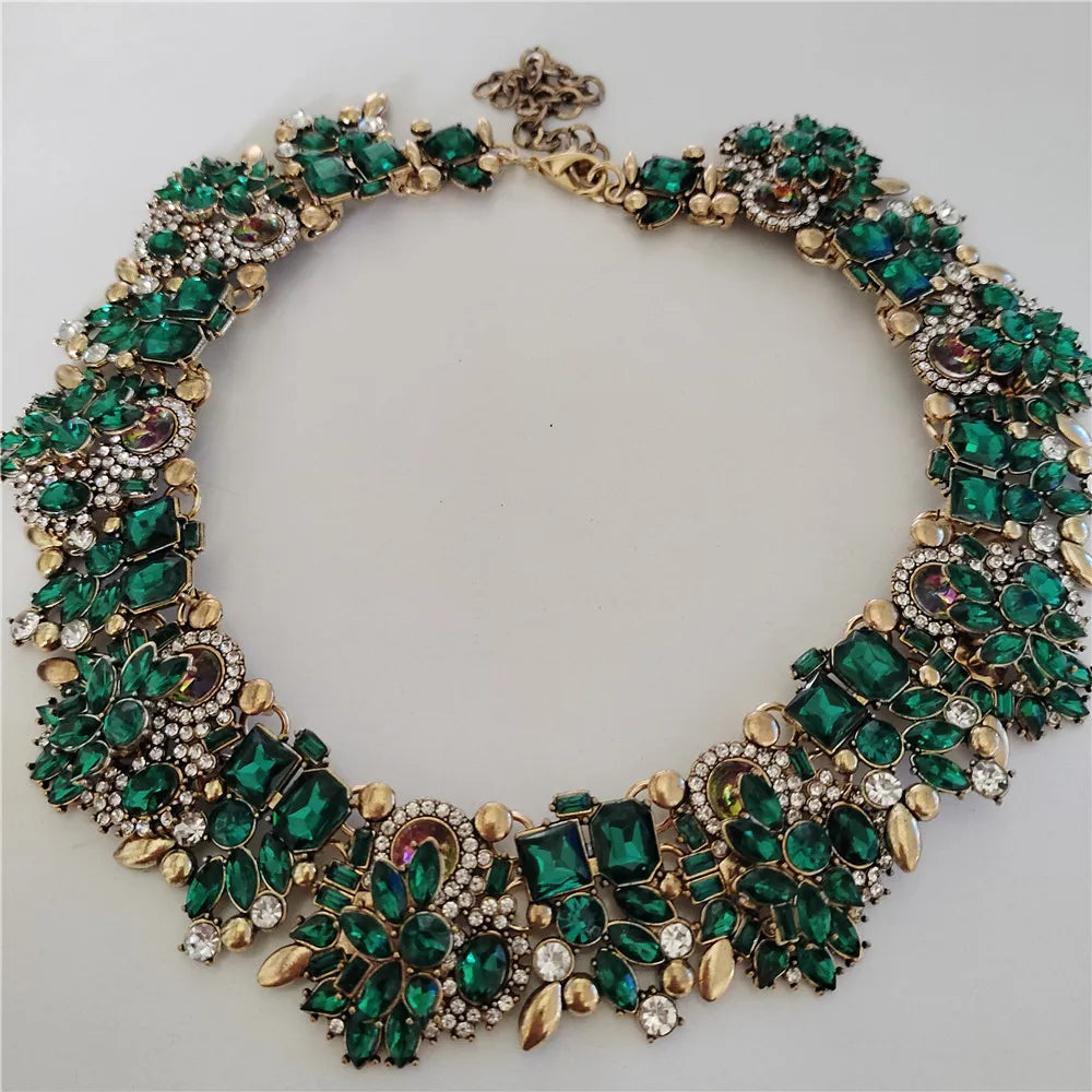 2025 New Fashion Crystal Rhinestones Large Collar Choker Necklace Earrings Women Jewelry Sets Indian Statement Wedding Necklace