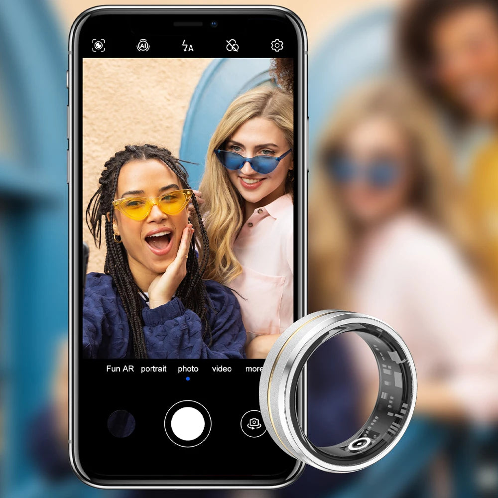 2024 Smart Ring Military Grade Titanium Steel Shell Health Monitoring IP68 & 3ATM Waterproof Multi-sport Modes For Android IOS