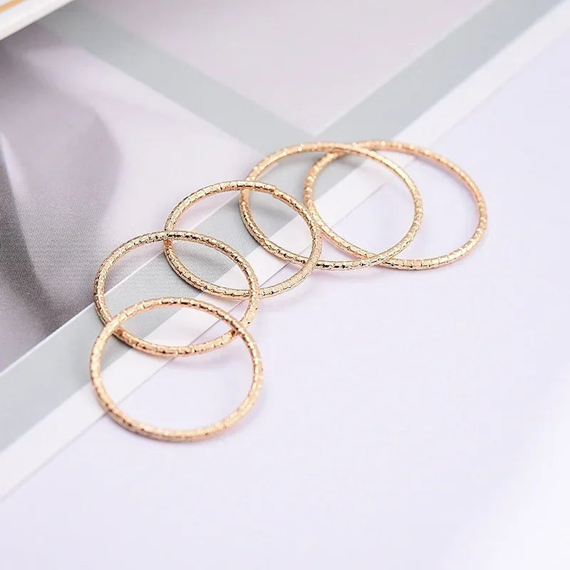 King 10pcs/set Women Simple No Inlay Alloy High-grade Ring Casual Personality Temperament Jewelry