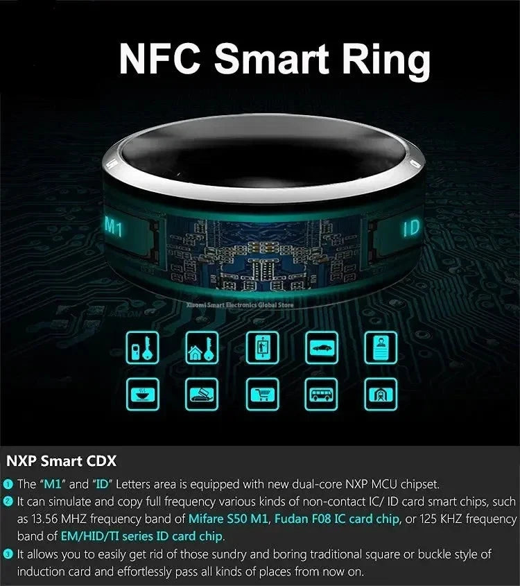 NEW NFC Smart Ring Electronic Bluetooth Ring Solar Ring IC/ID Rewritable Analog Access Card Tag Key Ip68 Waterproof