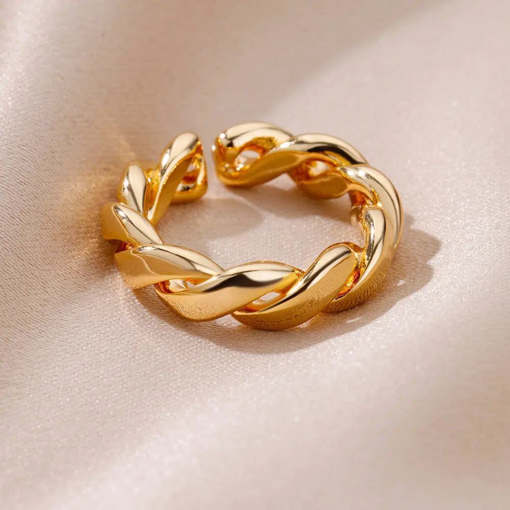 Stainless Steel Rings for Women Gold Plated Adjustable Couple Ring New In Accessories Aesthetic Waterproof Jewelry Anillos Mujer