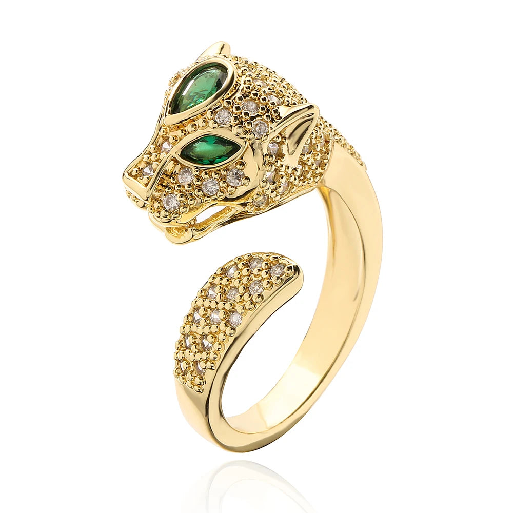 2025 New Fashion Statement Big Animal Ring For Women Girl Party Jewelry Gold Color Hollow Leopard Open Ring Wholesale