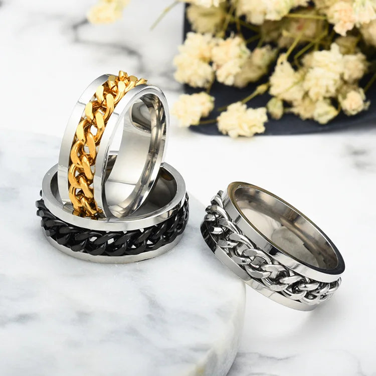 Stainless Steel Fidget Chain Spinner Ring & Bottle Opener