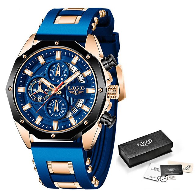 Luxury Silicone Sport Watch for Men - Stainless steel case, silicone band, and a sleek design