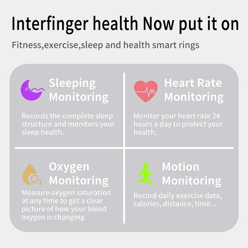 Smart Ring 2024 New Intelligent Body Temperature Multifunctional Sleep Health Monitor Waterproof Tracker For Android IOS