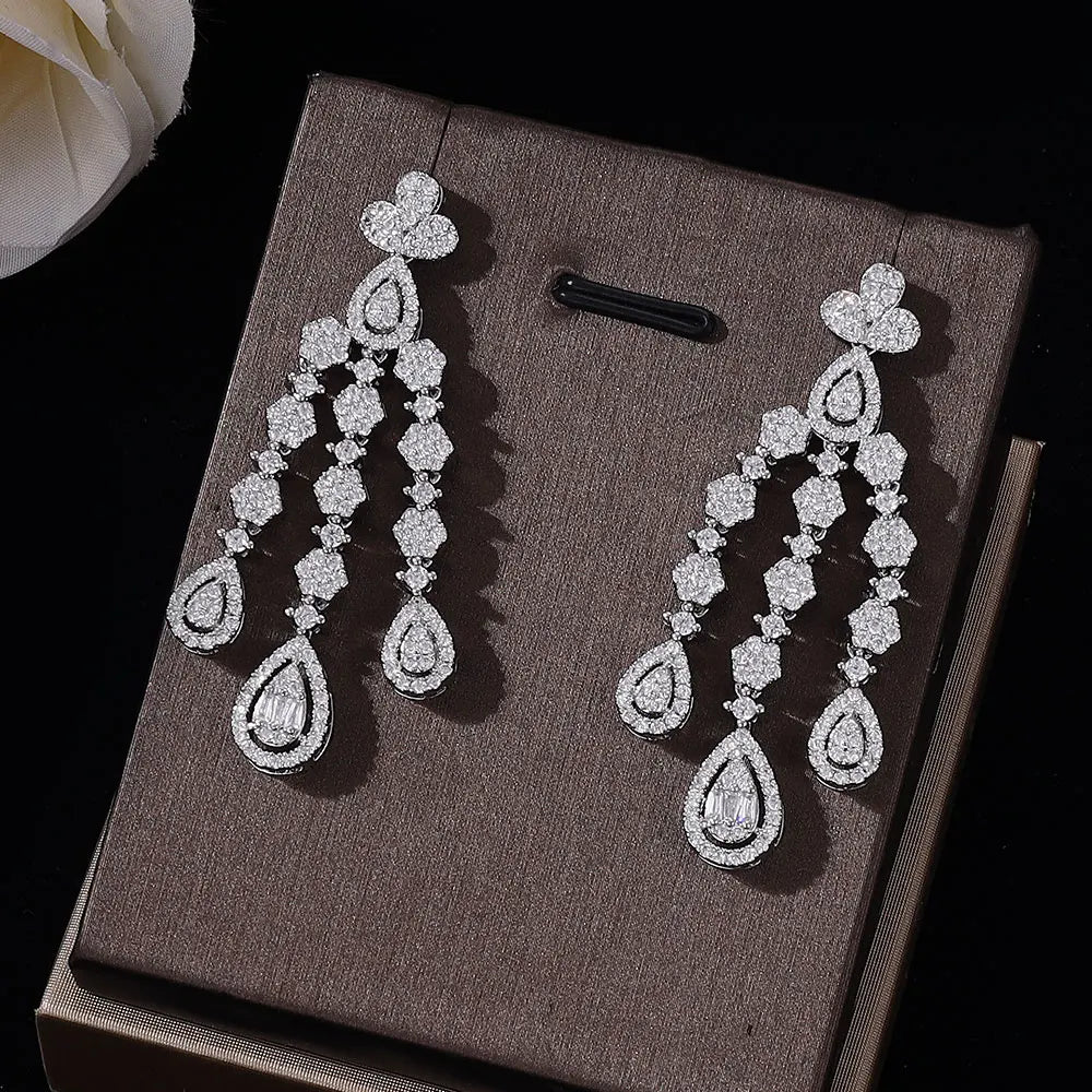 2025 New 4-piece Cubic Zirconia Bridal Wedding Set Dubai Women's Wedding Jewelry Set Nigeria Africa Necklace Earring Set