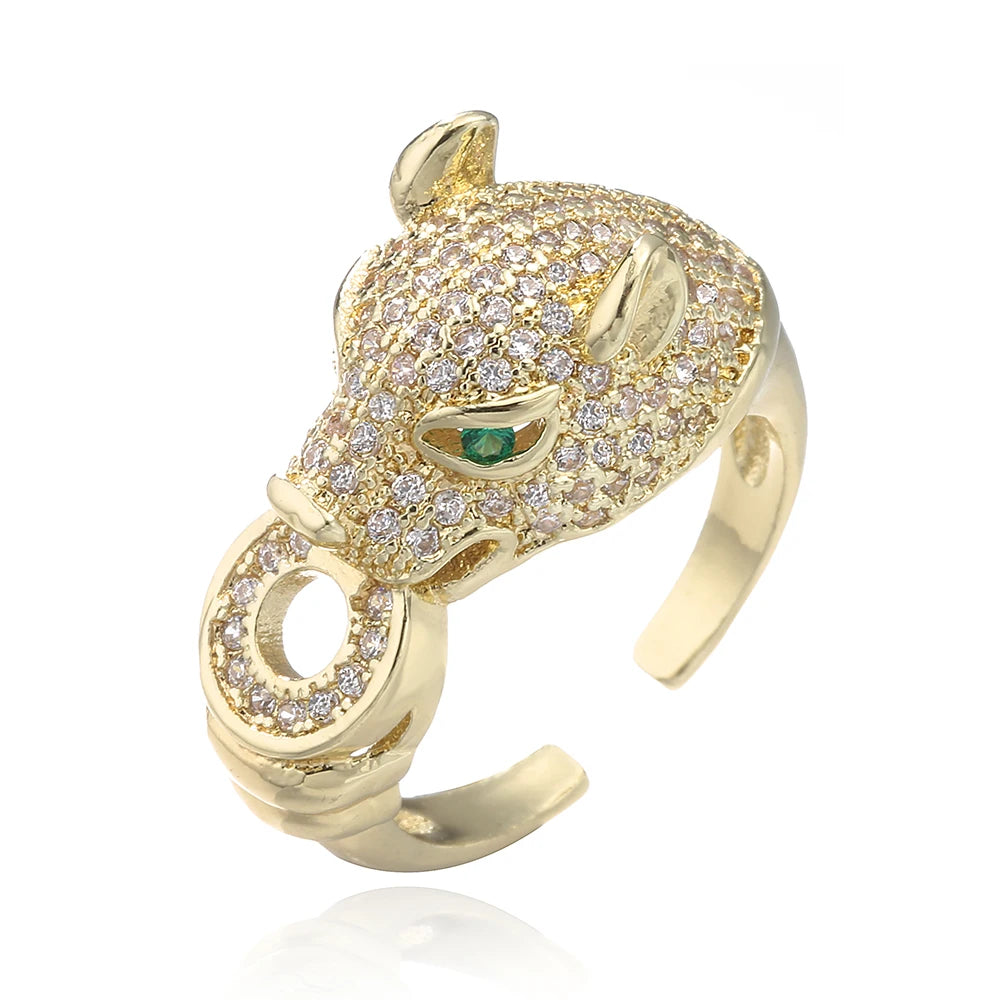 2025 New Fashion Statement Big Animal Ring For Women Girl Party Jewelry Gold Color Hollow Leopard Open Ring Wholesale