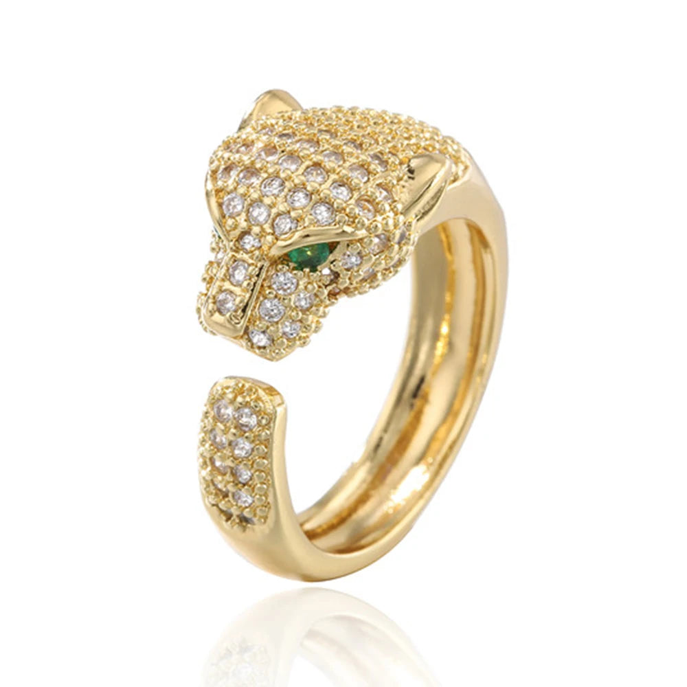 2025 New Fashion Statement Big Animal Ring For Women Girl Party Jewelry Gold Color Hollow Leopard Open Ring Wholesale