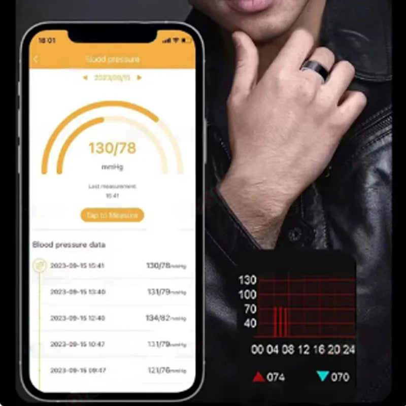 2024 New Smart Health Ring Fitness Tracker Sleep Blood Pressure Heart Rate Monitor For ZTE Nubia RedMagic 6S Pro Cubot P60