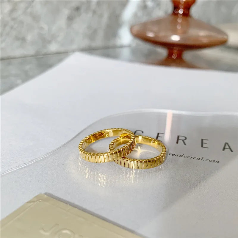 Stainless Steel Multi Color Cubic Zircon Stone Line Band Rings for Women Gold Plated Waterproof Stacker Ring Jewelry Gift