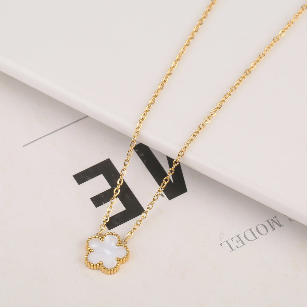 Stainless Steel Non Fading Minimalist Creative Plant Live Leaf Petal Flower Pendant Necklace Earrings Bracelet Jewelry Set