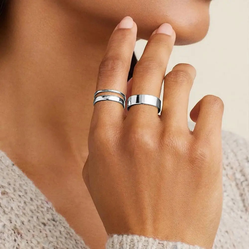 Fansilver S925 Sterling Silver Rings for Women Men 18K White Gold Plated Stackable Statement Thin Plain Thumb Ring  Wholesale