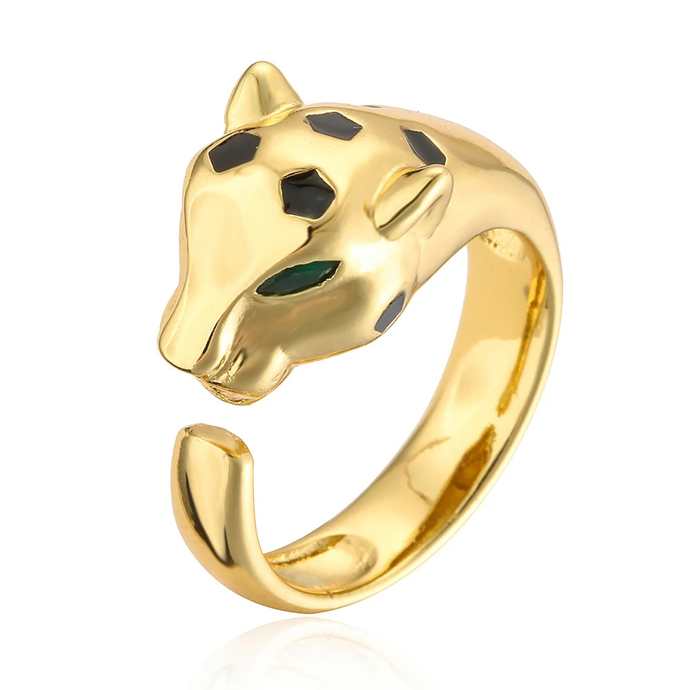 2025 New Fashion Statement Big Animal Ring For Women Girl Party Jewelry Gold Color Hollow Leopard Open Ring Wholesale