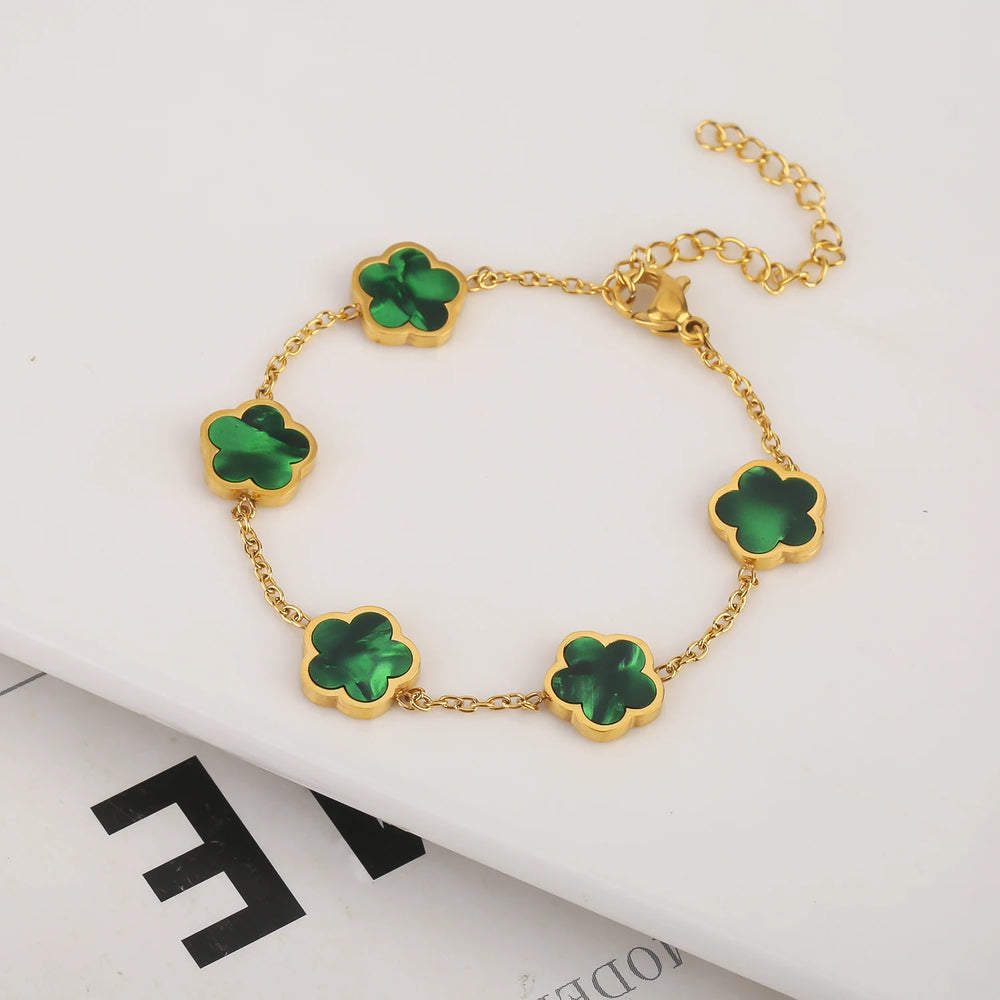 Stainless Steel Non Fading Minimalist Creative Plant Live Leaf Petal Flower Pendant Necklace Earrings Bracelet Jewelry Set