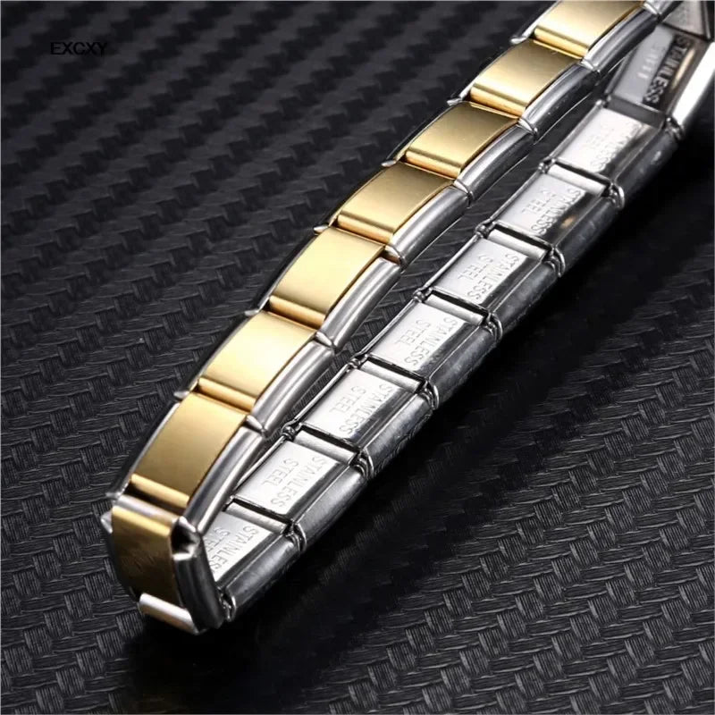 2025 New Y2k Fashion Stainless Steel Bracelet for Men Women 9mm Width Gold Color  Black Bangle Girls Jewelry Wedding Gift