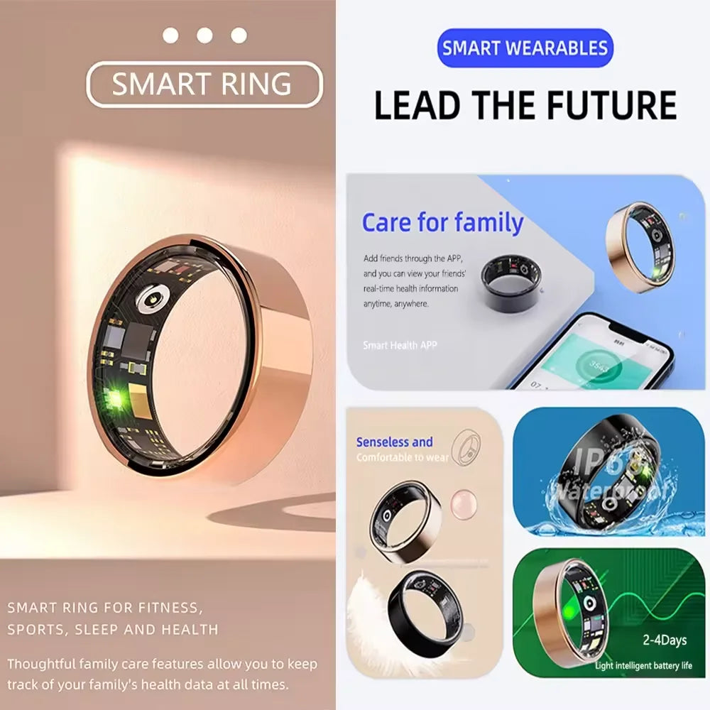 2024 New H12 Smart Ring Men Women Health Monitoring Waterproof Fitness Tracker Ring Heart Rate Blood Oxygen Sleep Health Monitor