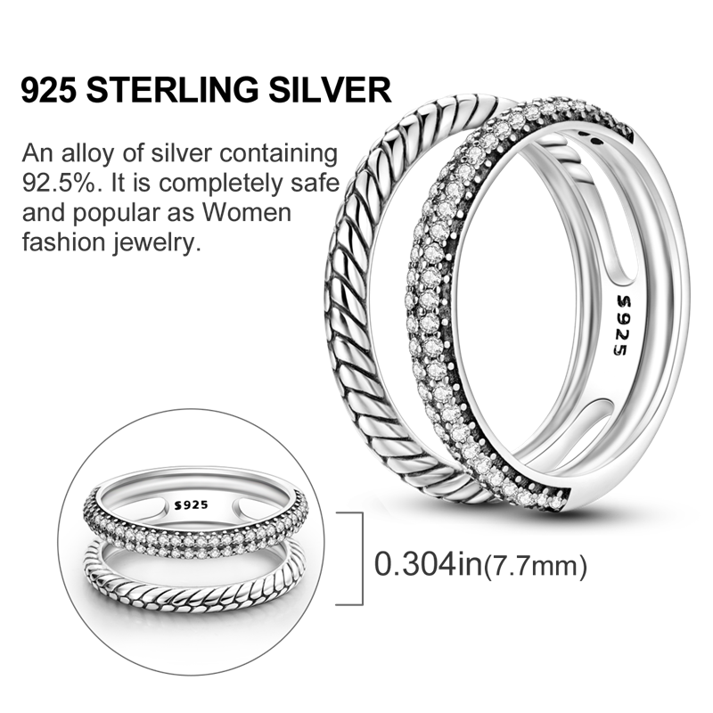 Star Moon 925 Sterling Silver Ring