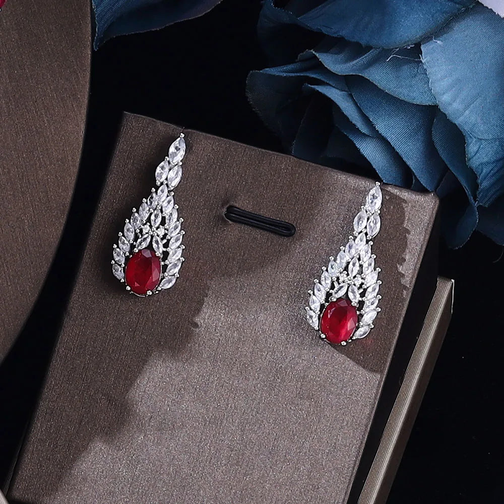 2025 Clever Dubai Water Drop 4-piece Necklace and Earring Set with Cubic Zirconia Jewelry for Women's Wedding Party Gifts