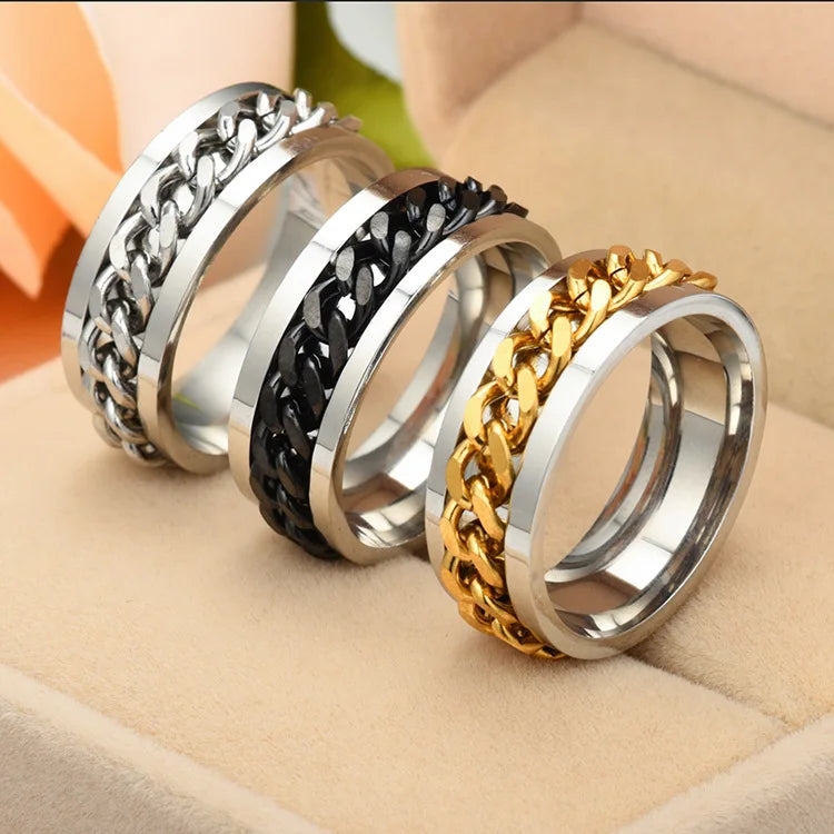 Stainless Steel Fidget Chain Spinner Ring & Bottle Opener